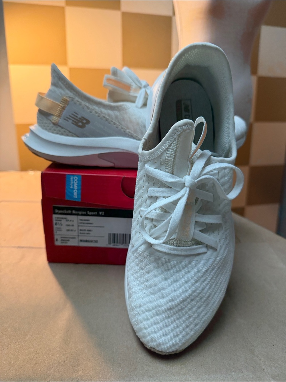 New Balance Women’s White Lightweight Knit Sneakers